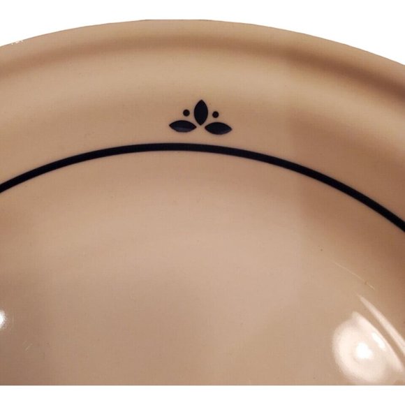 *ROSEVILLE POTTERY Friendship Pie Plate Dish Ivory Blue Thumbprint Ohio USA Made - Picture 2 of 13